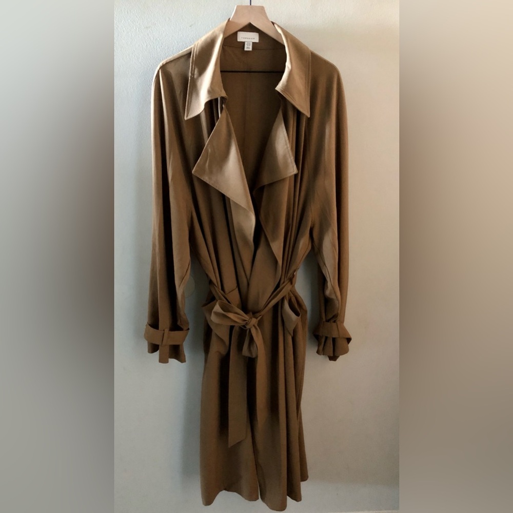 Topshop Twill Fluid Duster Coat - Camel